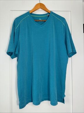 Tommy Bahama Teal V-Neck  Casual Short Sleeve Polo Sz XL